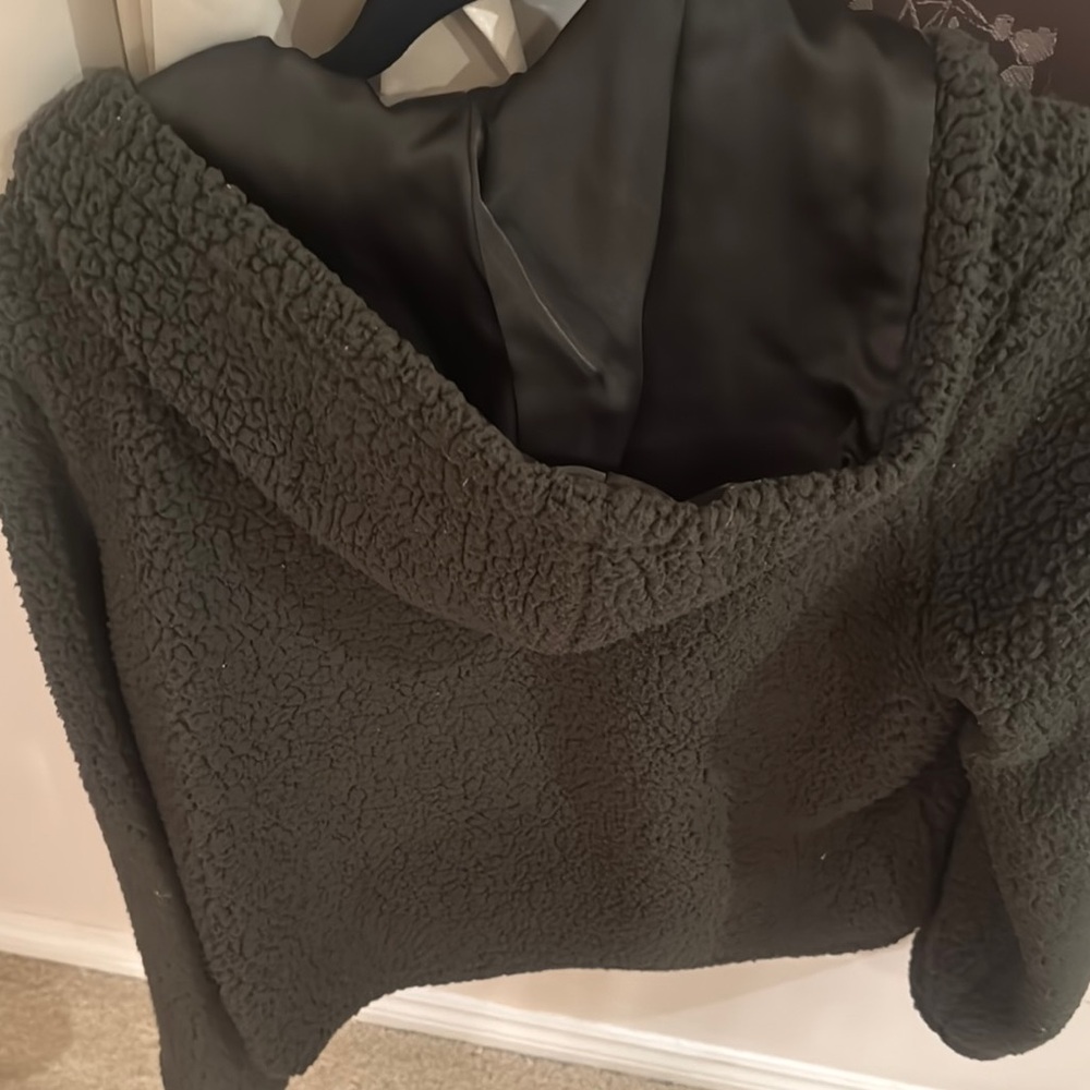 Ci Sono Green Teddy Jacket Cozy Fleece Hooded - Picture 4 of 4